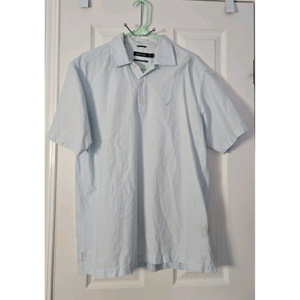 Nautica Mens Short Sleeve 3/4 Bottom Up Shirt‎ Size Medium Striped